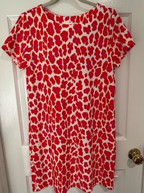 Jude Connally Pink and Orange Short Sleeve Shift Dress